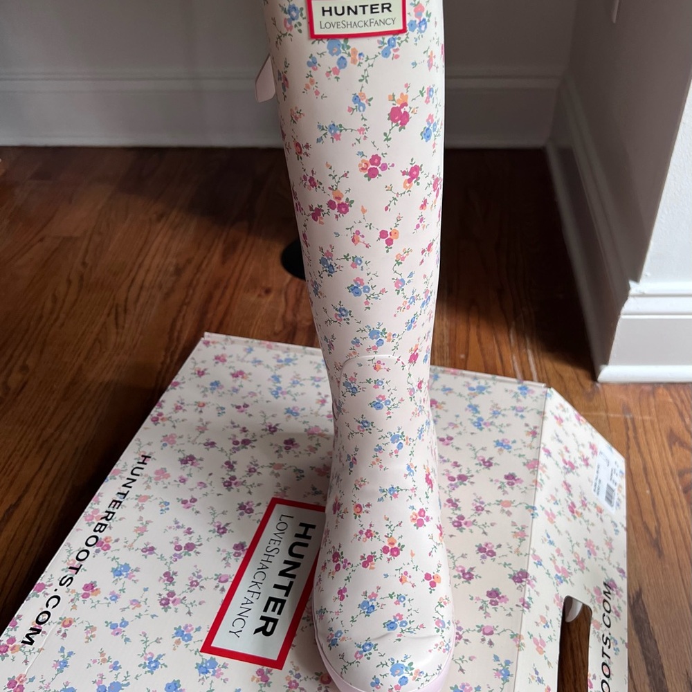 Hunter x LoveShackFancy sunset confetti rain boots 8